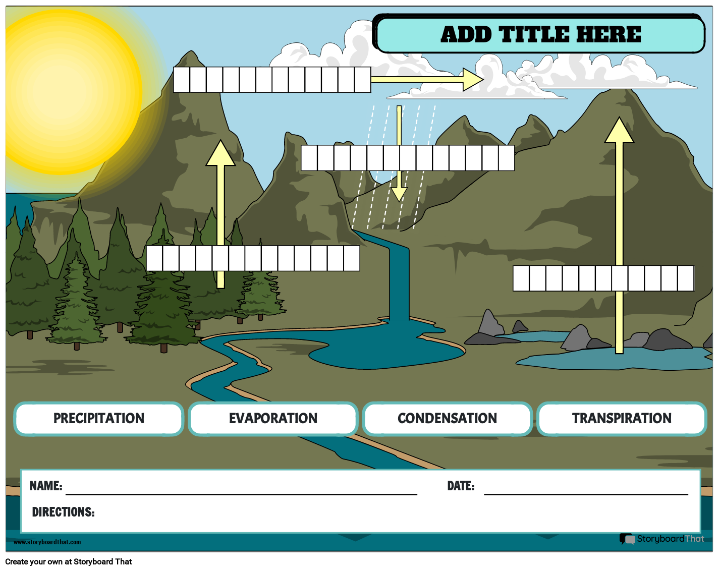 Label The Water Cycle Storyboard By Templates