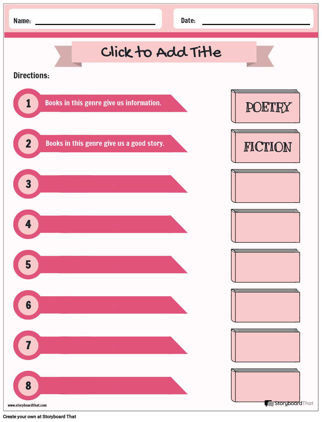 make-a-match-reading-genres-worksheets-storyboard