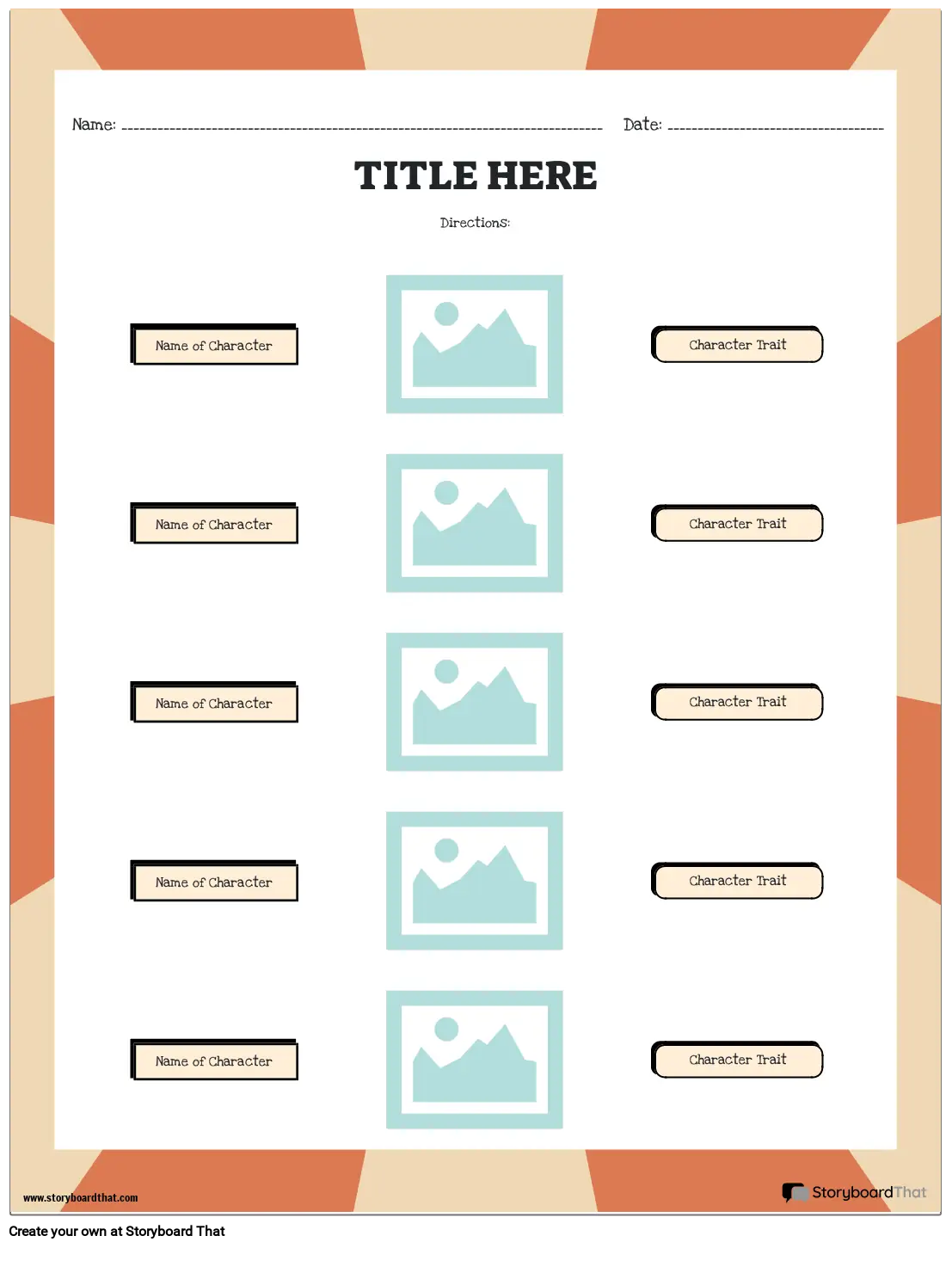 Match the Character Trait Worksheet