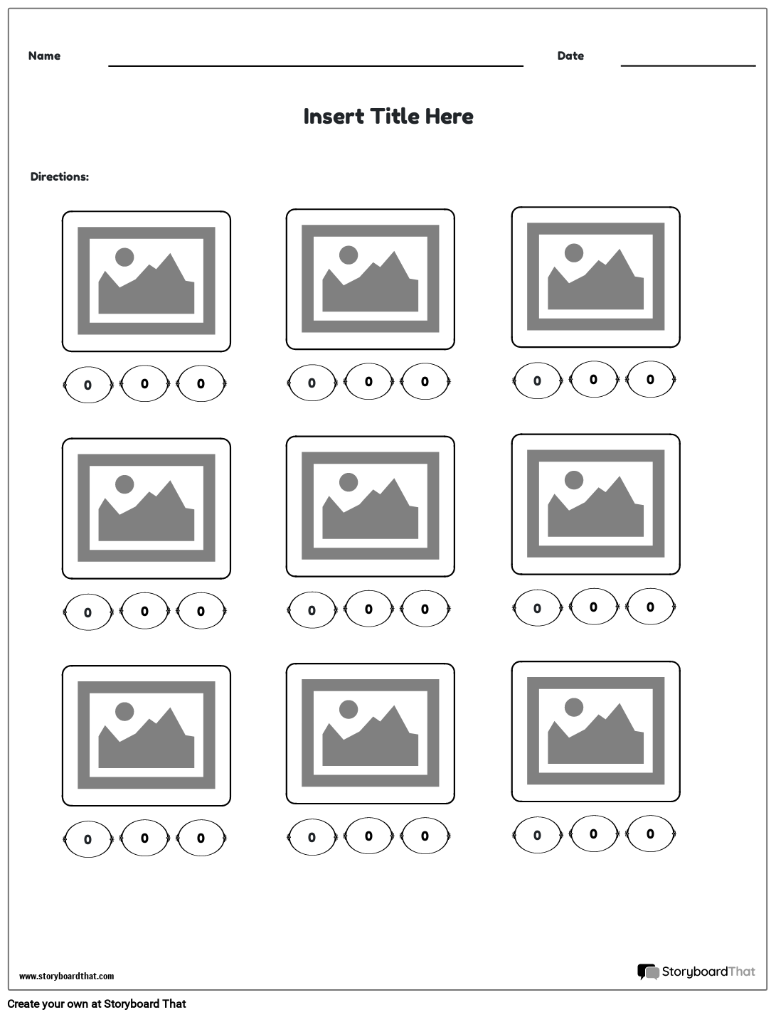 Matching Counting Activity Storyboard por templates