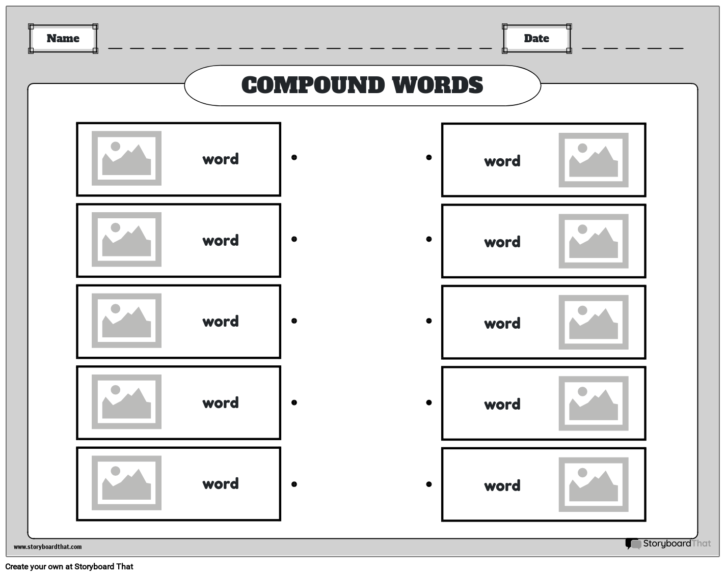 matching-type-compound-words-black-and-white-storyboard