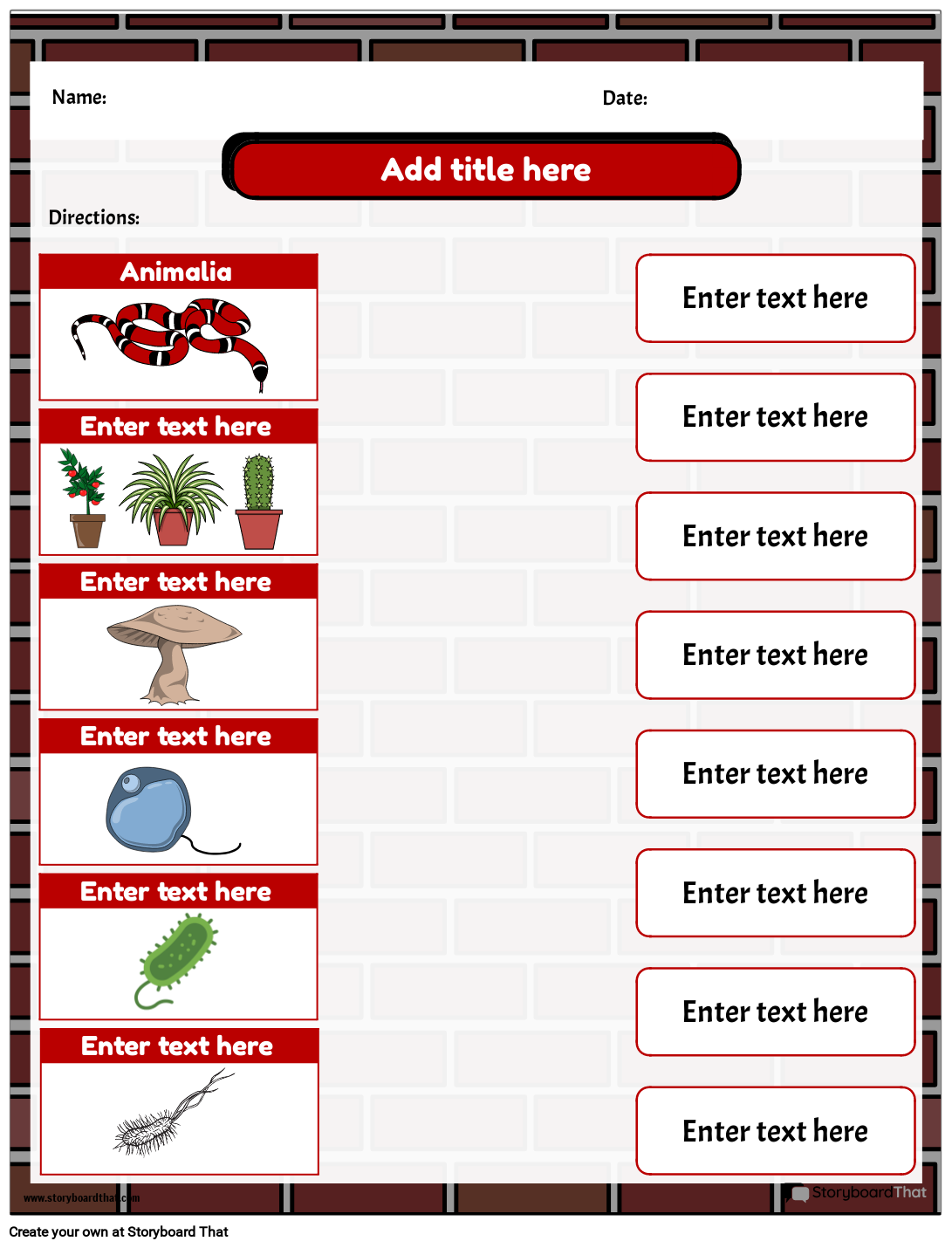 matching-type-six-kingdoms-of-life-worksheet-storyboard