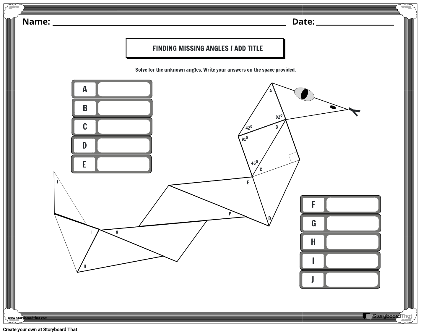 Measure Of Angles In A Triangle Worksheet With Triangle Snake
