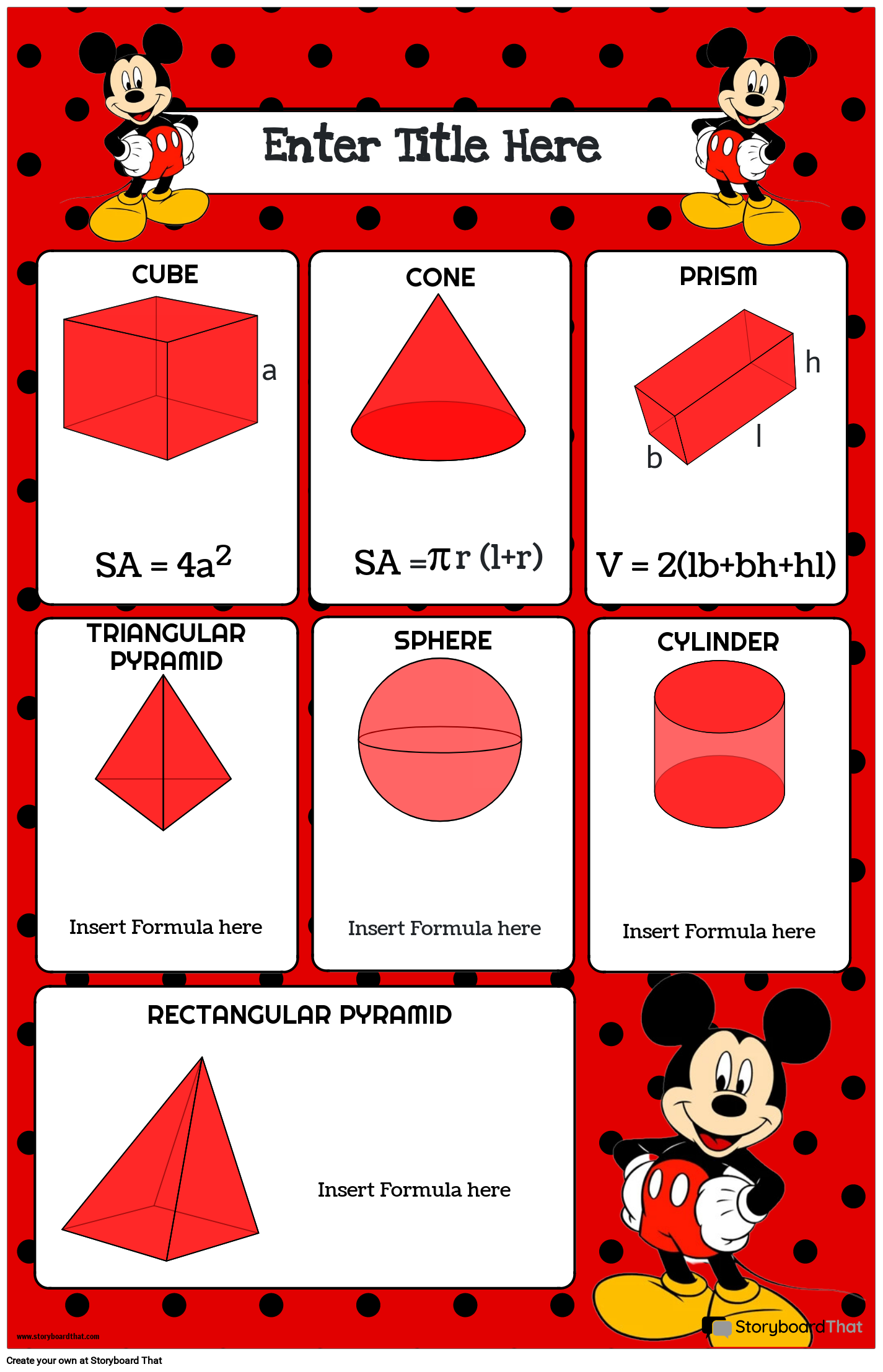 Mickey Mouse - Themed Surface Area Formula Poster