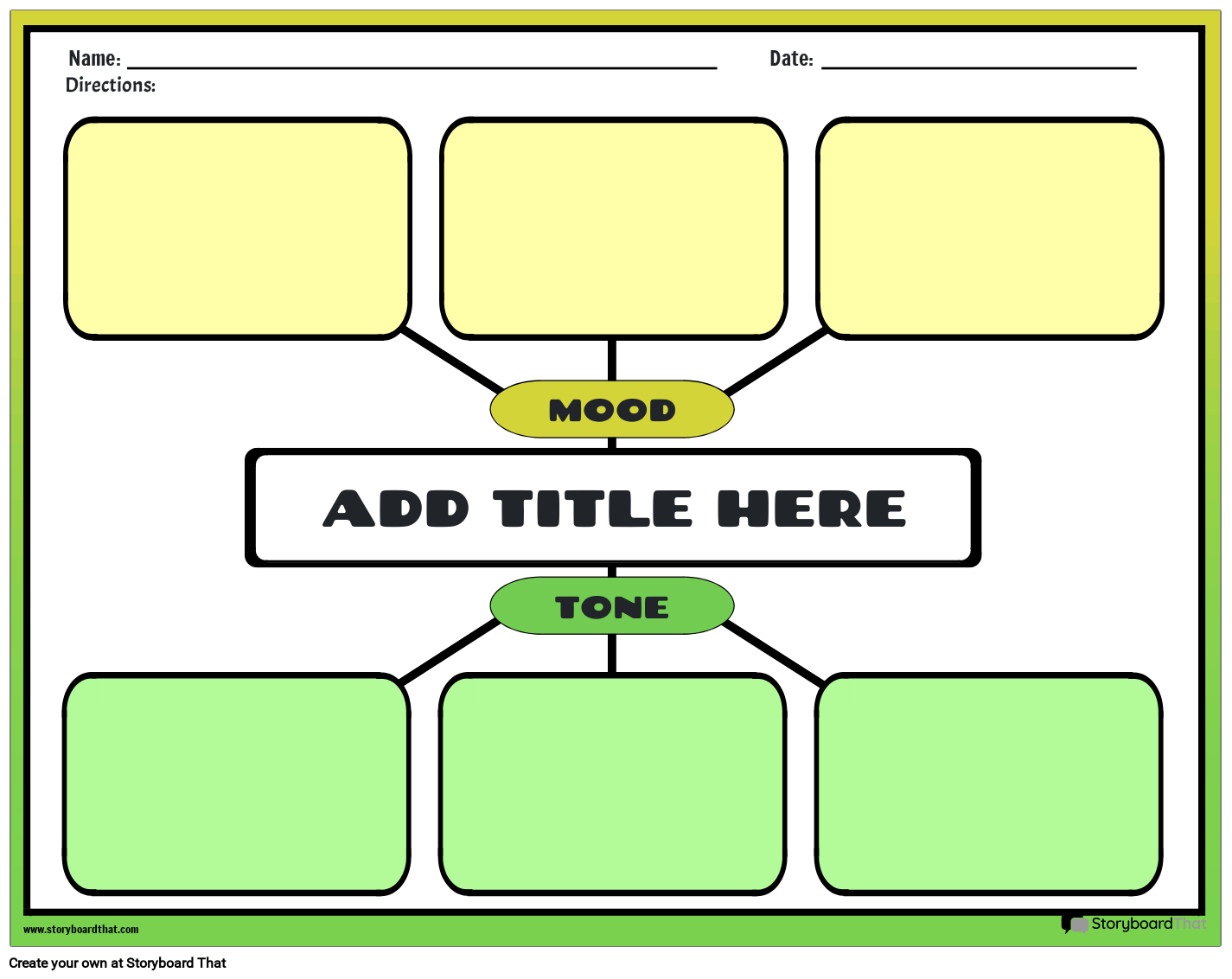 Mood and Tone Graphic Organizer Worksheet Storyboard