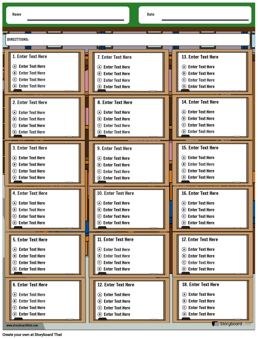 Free Multiple Choice Question Worksheet With Editable Background