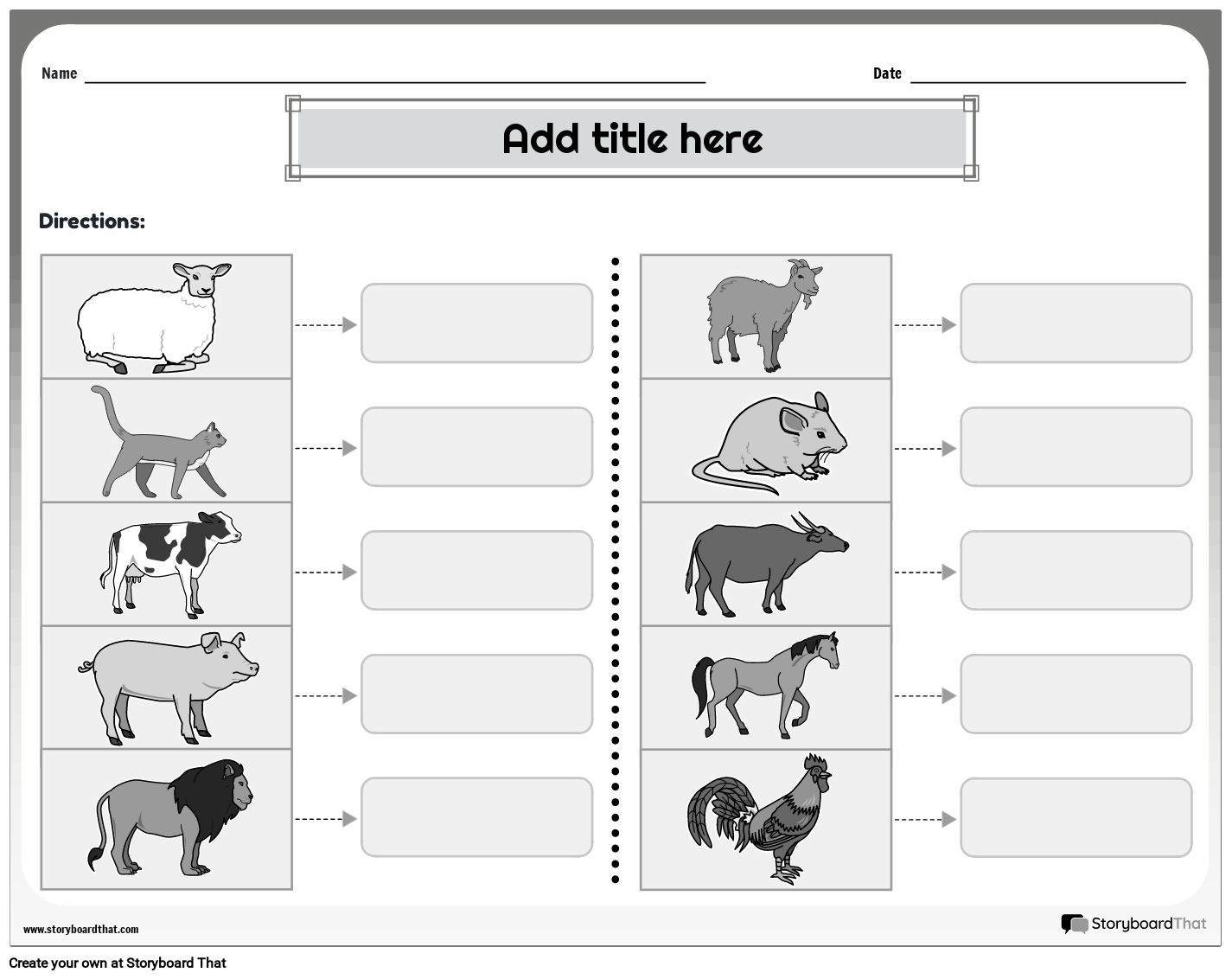 Naming the Baby Animals Worksheet Storyboard by templates