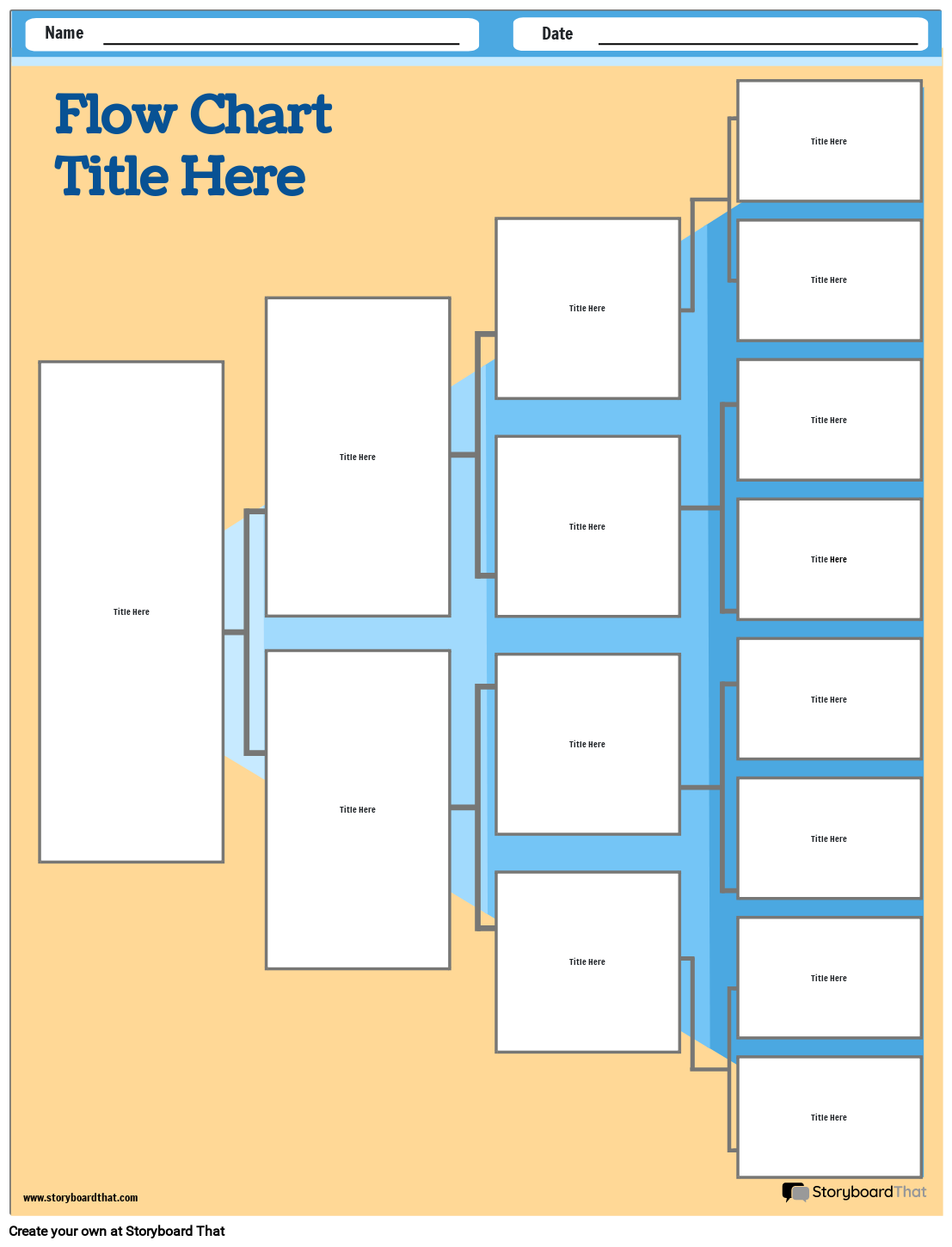 Blue Background Horizontal Flow Chart Worksheet Template 0527