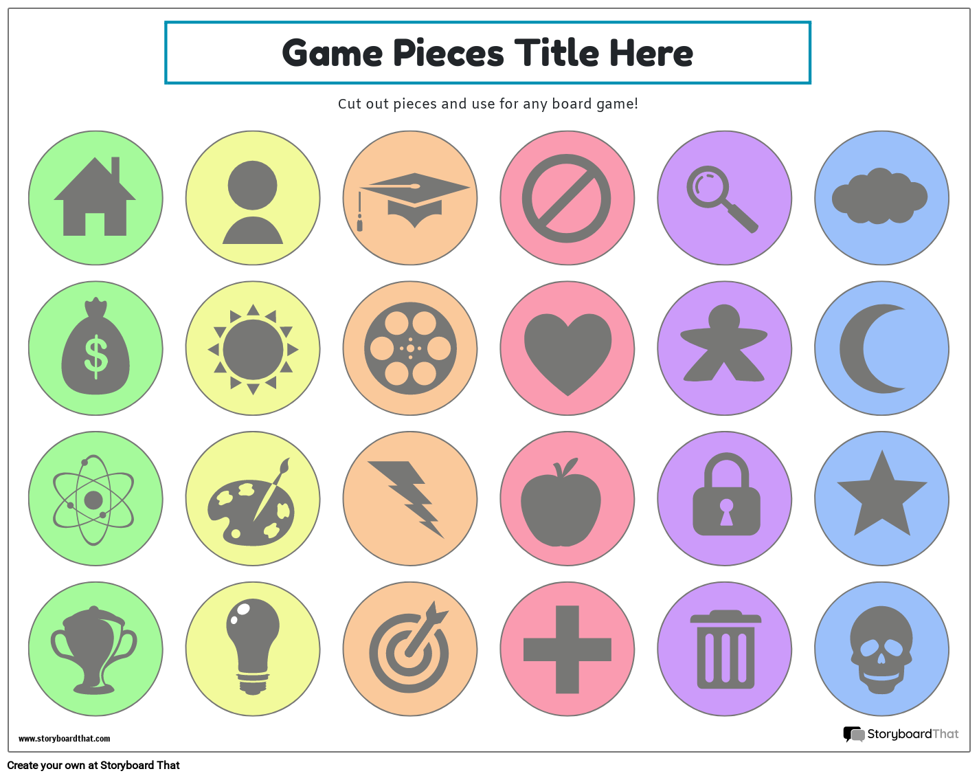 Free Printable Game Pieces Storyboard by templates