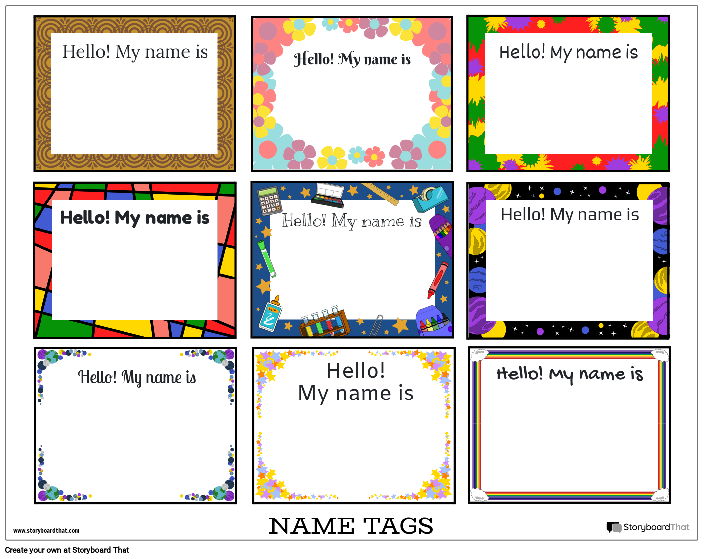 New Create Page Name Tag Template 1 Storyboard
