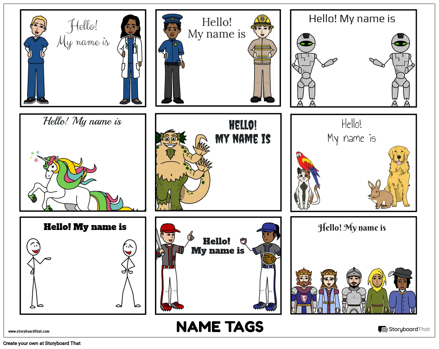 New Create Page Name Tag Template 3 Storyboard