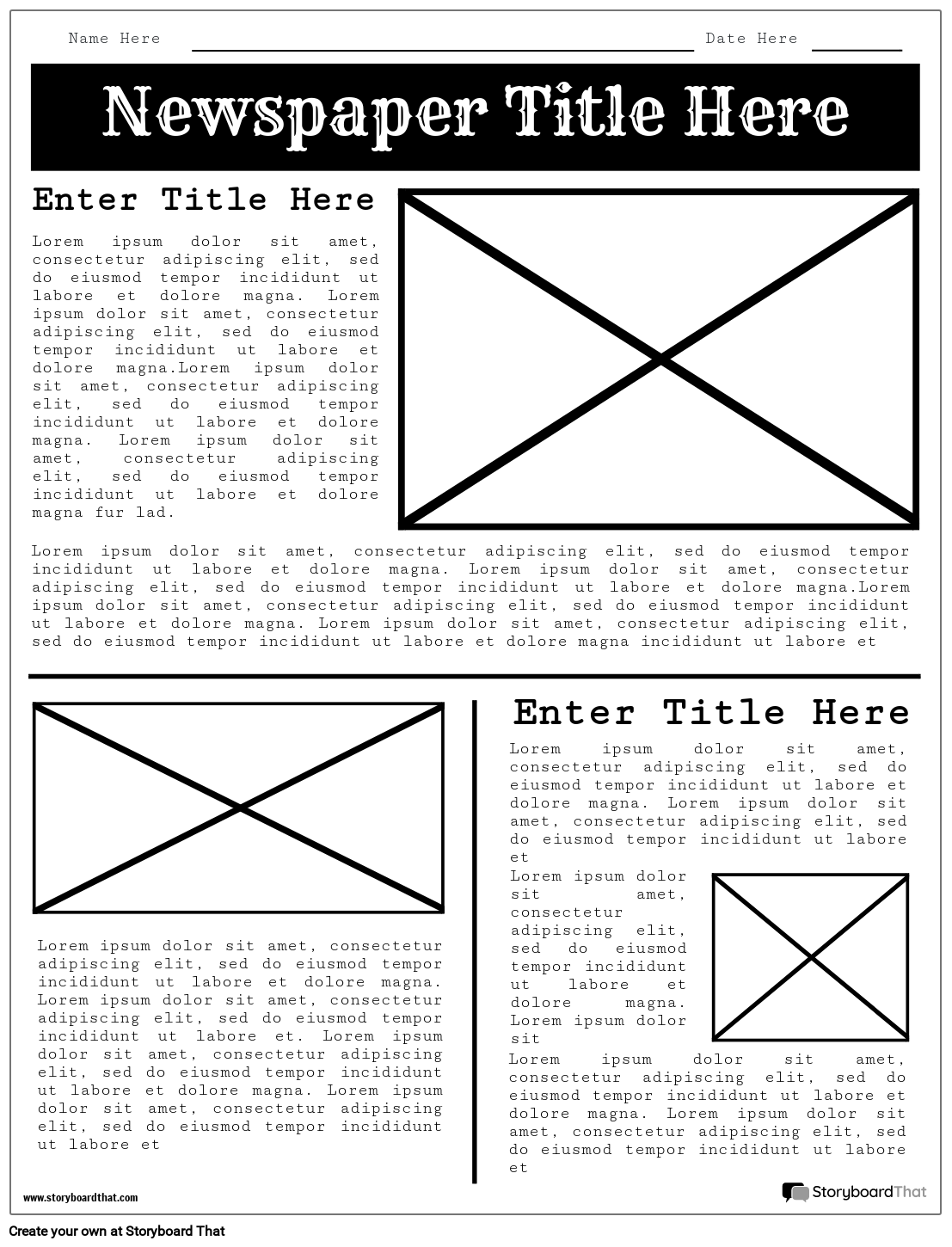 New Create Page Newspaper Template 3 Storyboard