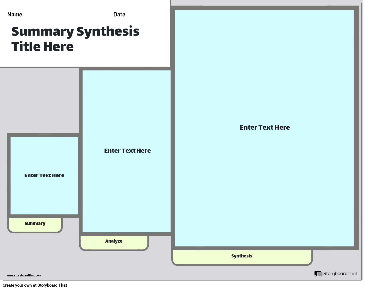 Summary & Synthesis Template with Blue Boxes Storyboard