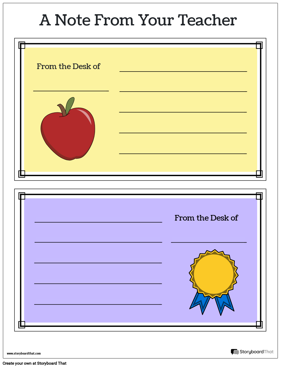Multicolored Parent Teacher Notes Template Design
