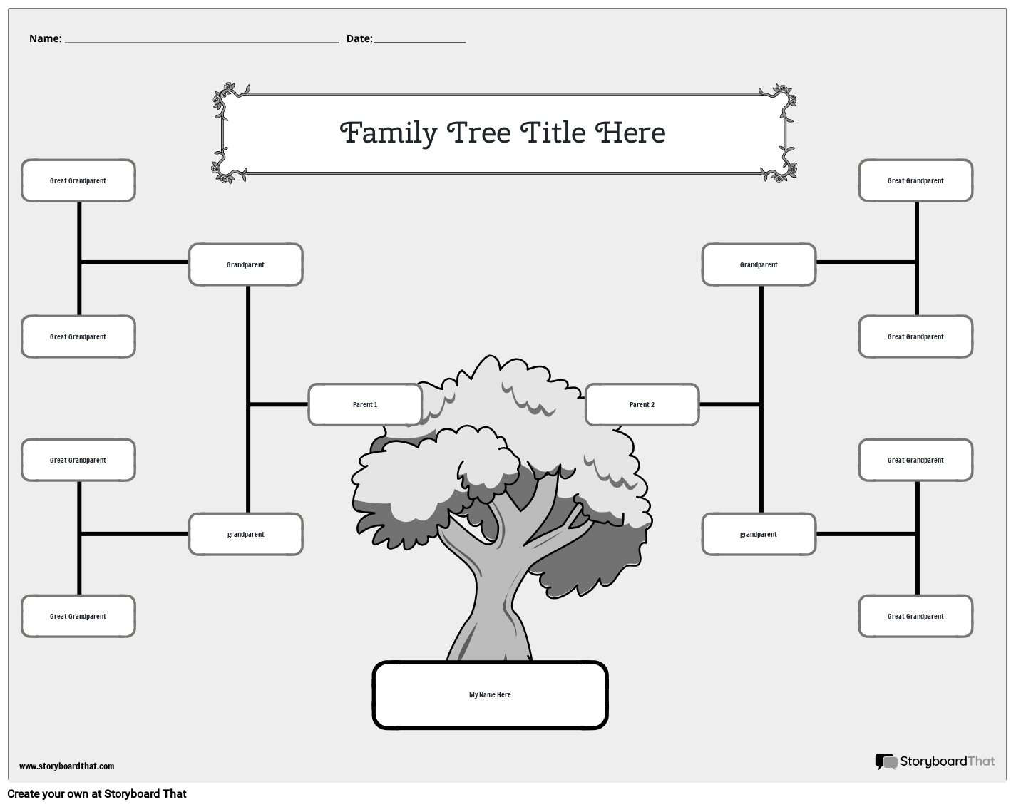 family-tree-maker-free-templates-by-storyboard-that for Free Printable Family Tree Template 4 Generations Family Tree Maker: Free Templates by Storyboard That for Free Printable Family Tree Template 4 Generations