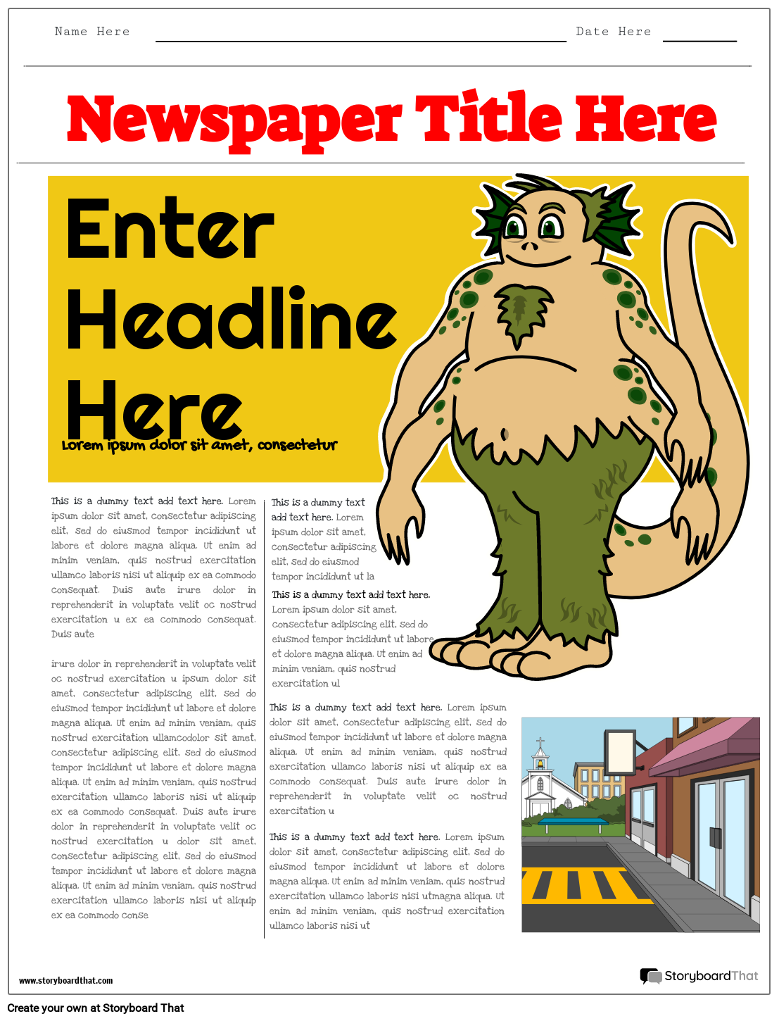 newspaper-project-template-with-fictional-character