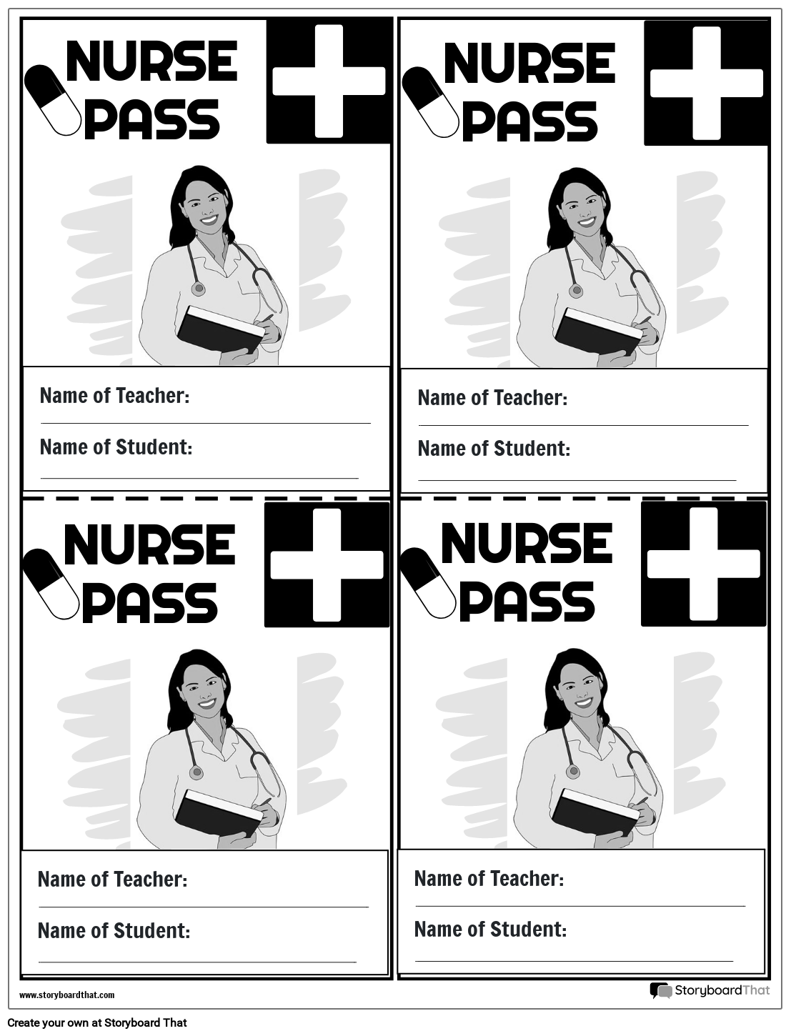 Nurse Pass Template Storyboard Por Templates