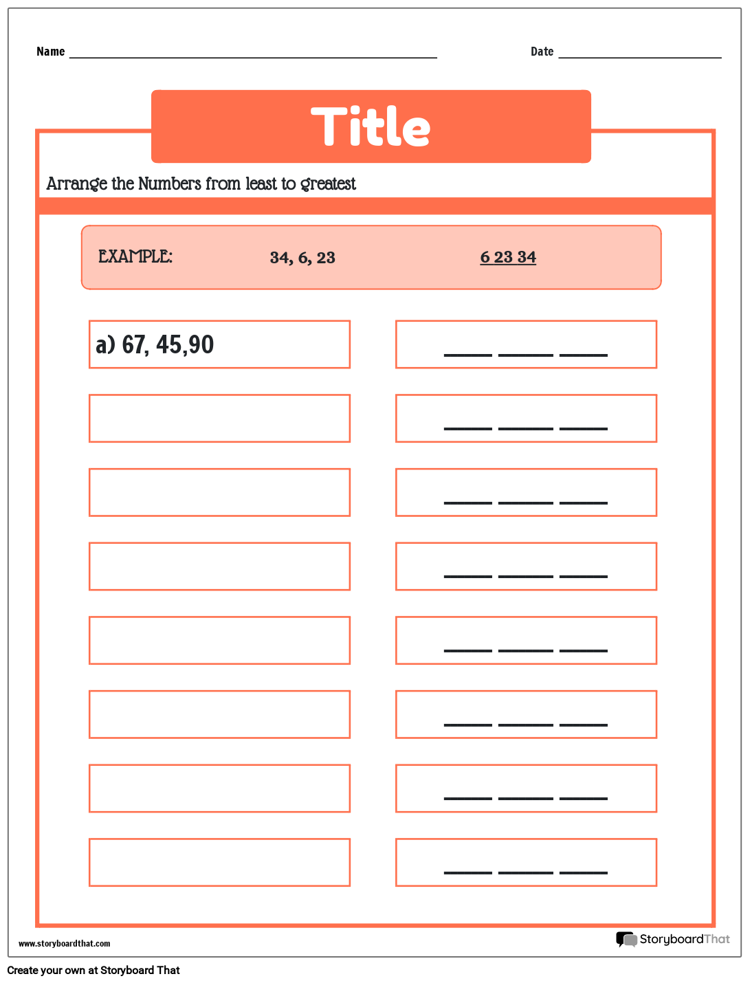 Ordering Numbers 1 100 Worksheet Storyboard Por Templates