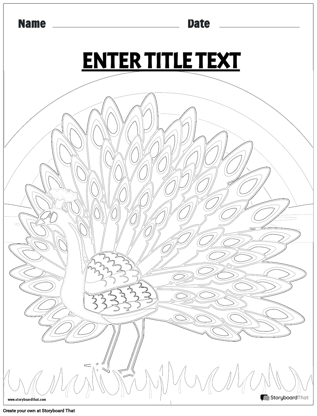 Peacock Themed Blank Coloring Page - Peacock Coloring Page 