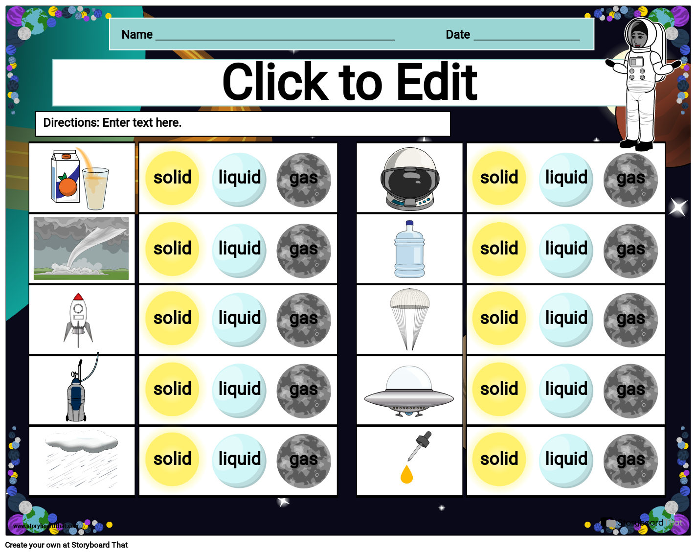 States Of Matter Template For Any Grade Storyboard