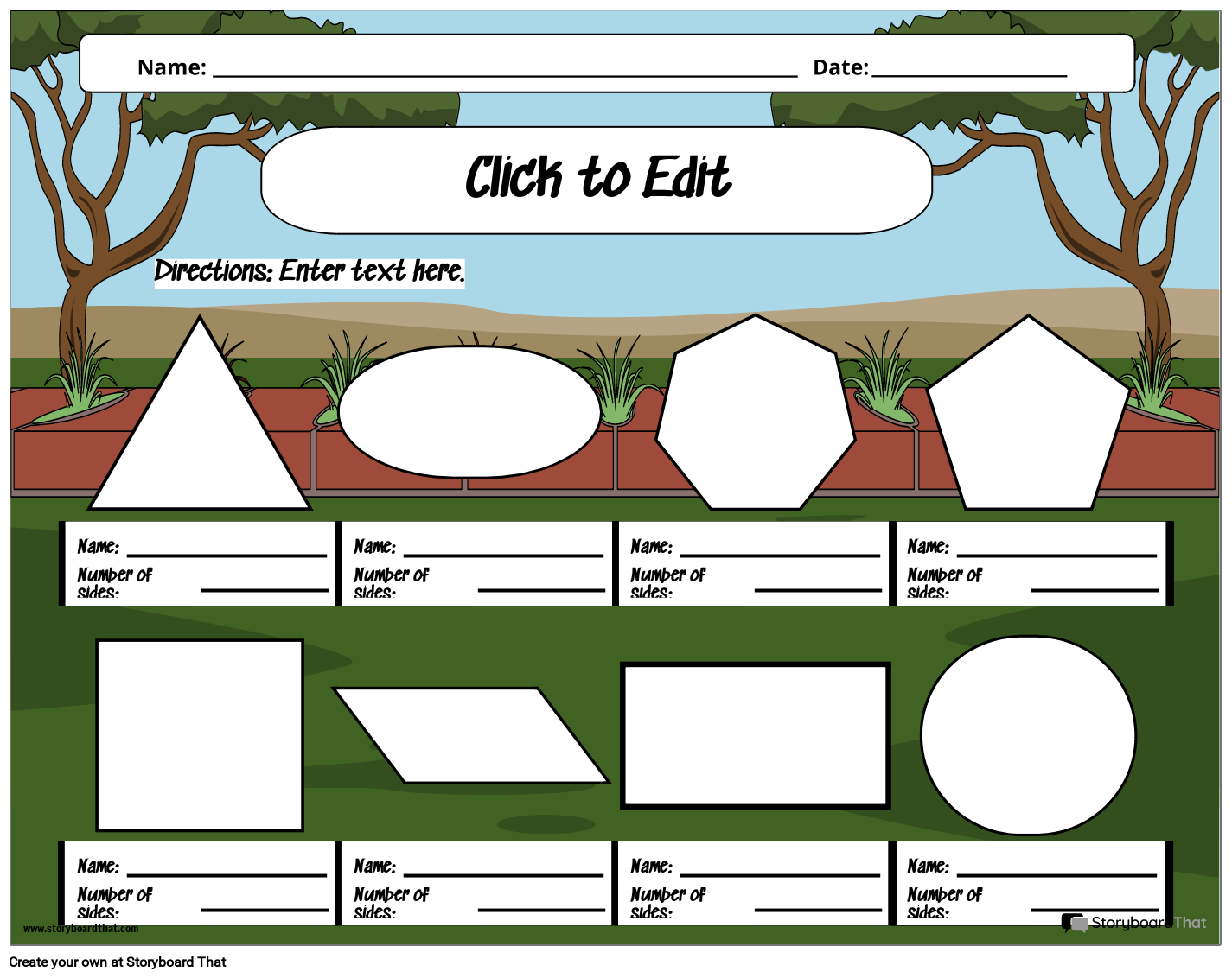 Print-ready Garden-inspired 2D Shapes Worksheet