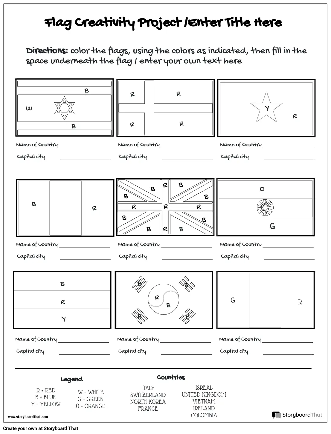 Printable Flag worksheet Storyboard by templates