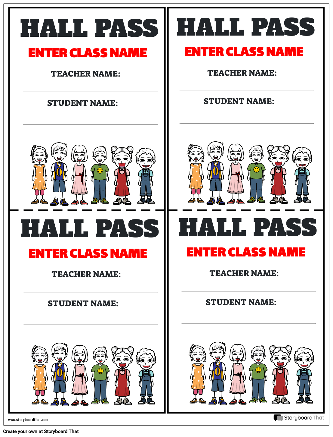 Printable Hall Pass Template Storyboard Por Templates