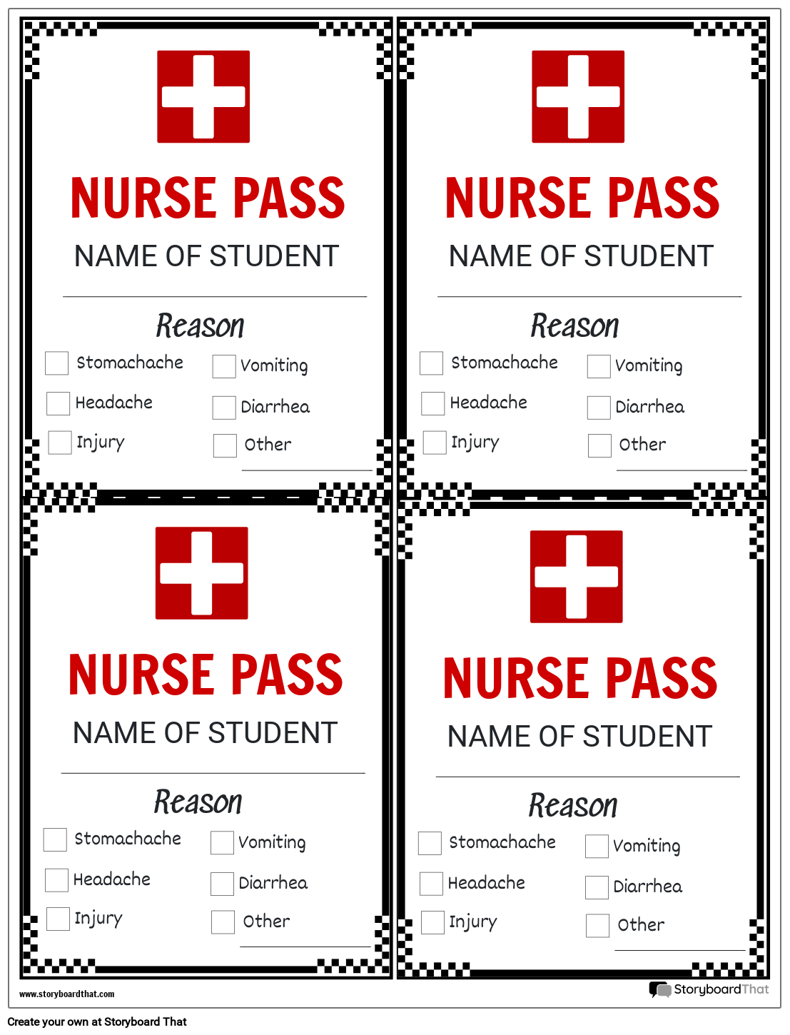 Printable Nurse Pass Storyboard By Templates