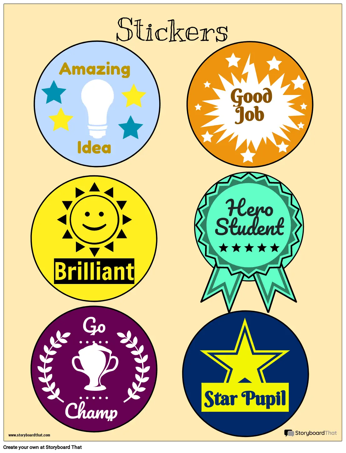 Printable Reward Stickers Storyboard by templates