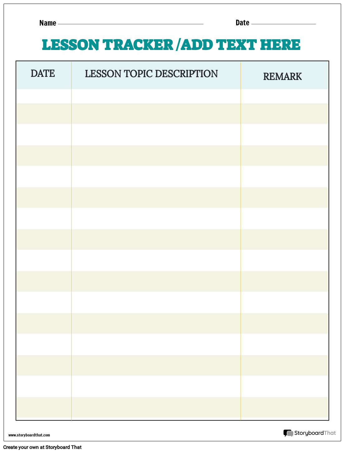 Solid Lines Based Table Worksheet Template Storyboard