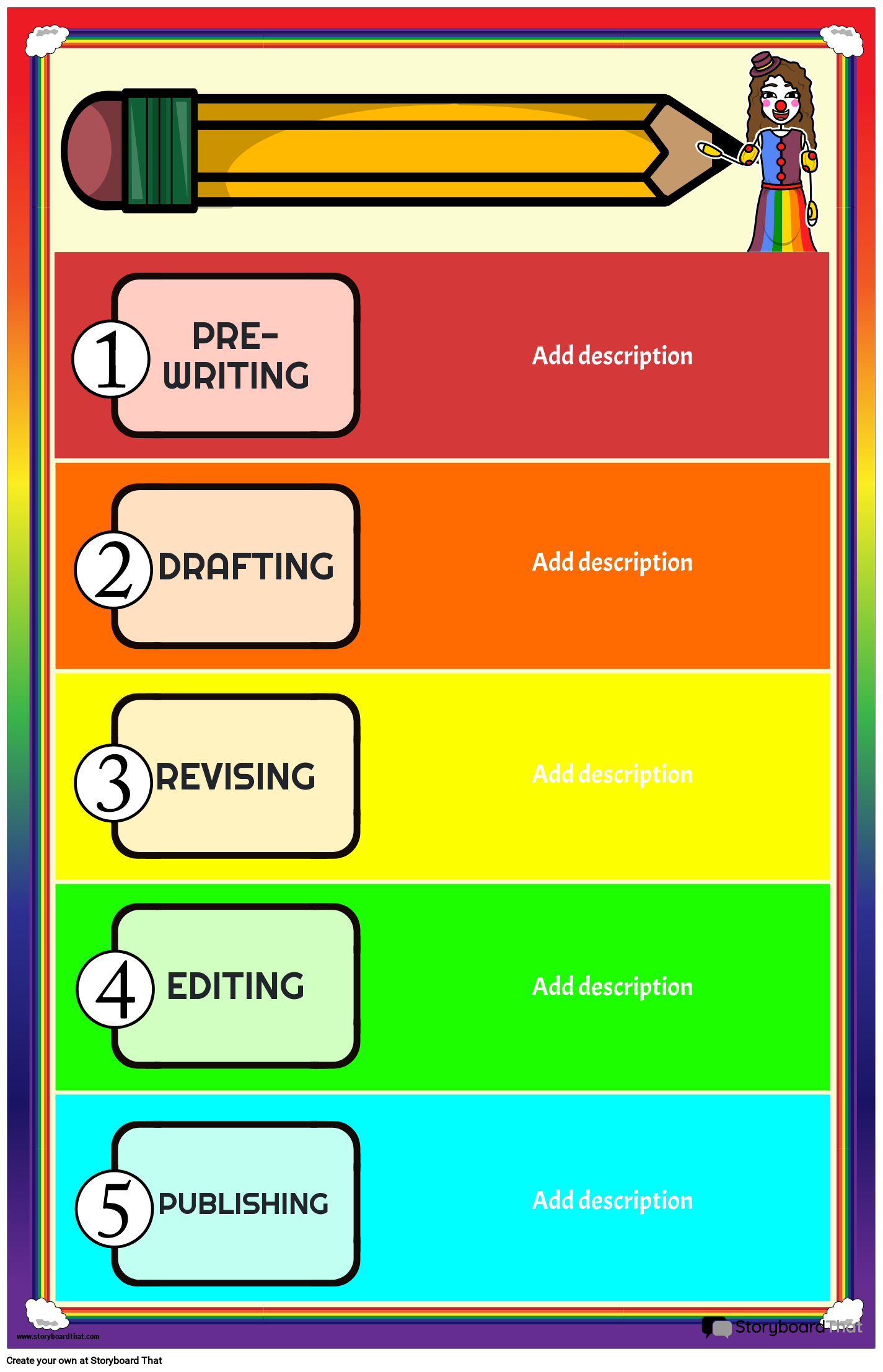 rainbow-themed-the-writing-process-poster-storyboard