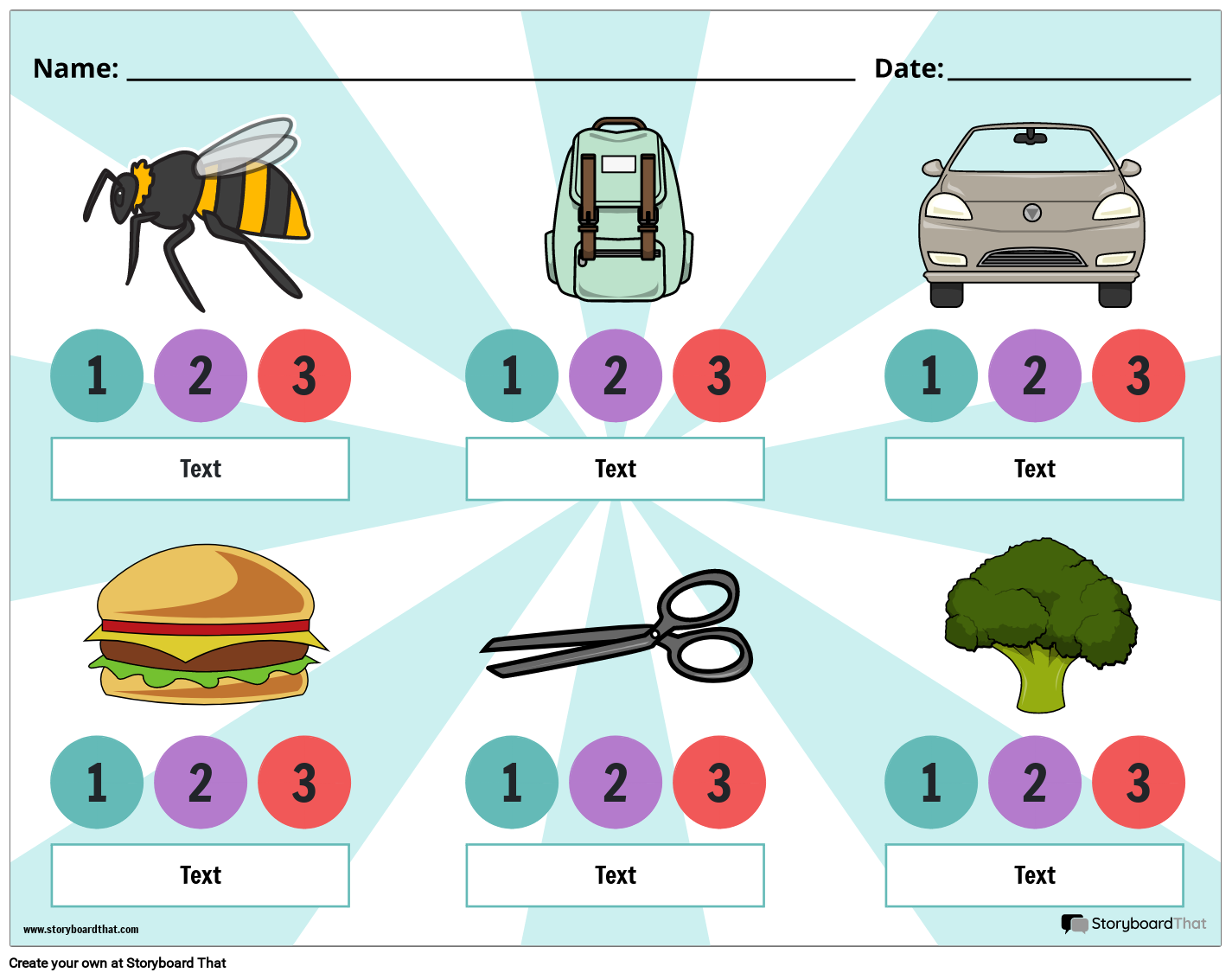 Syllables Template Featuring Various Objects Storyboard