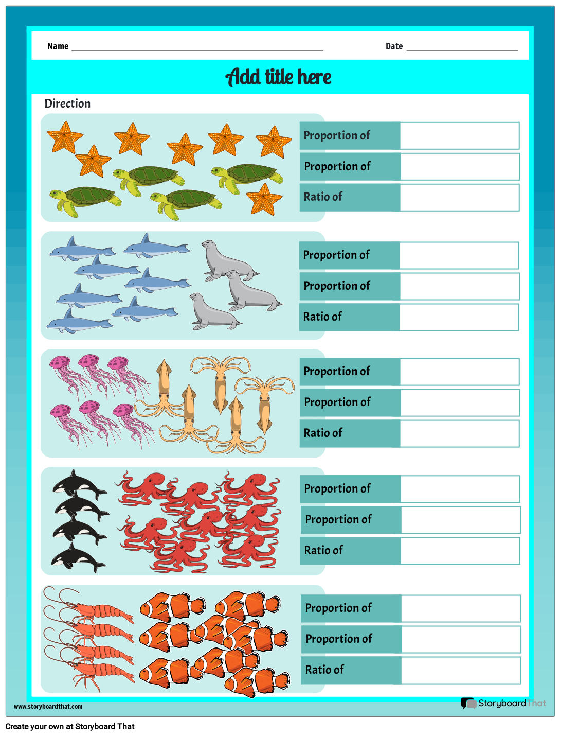 Sea Creatures-themed Storyboard von templates