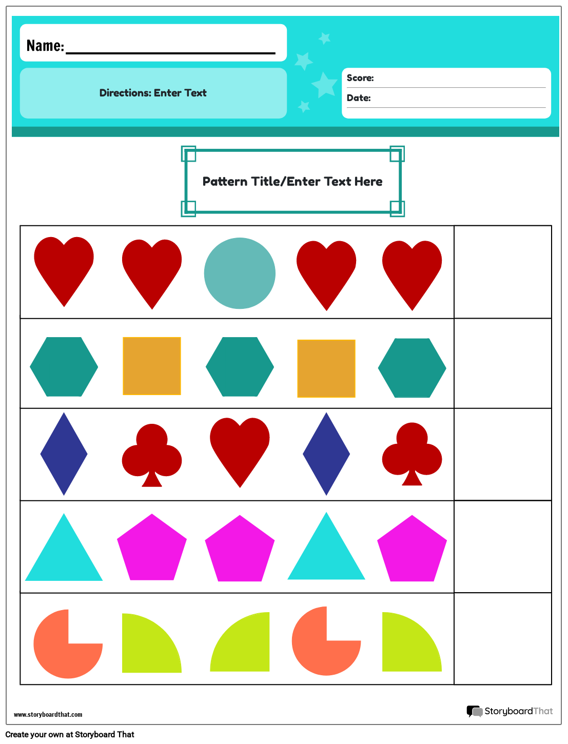 Printable Shapes Pattern Worksheet Storyboard by templates