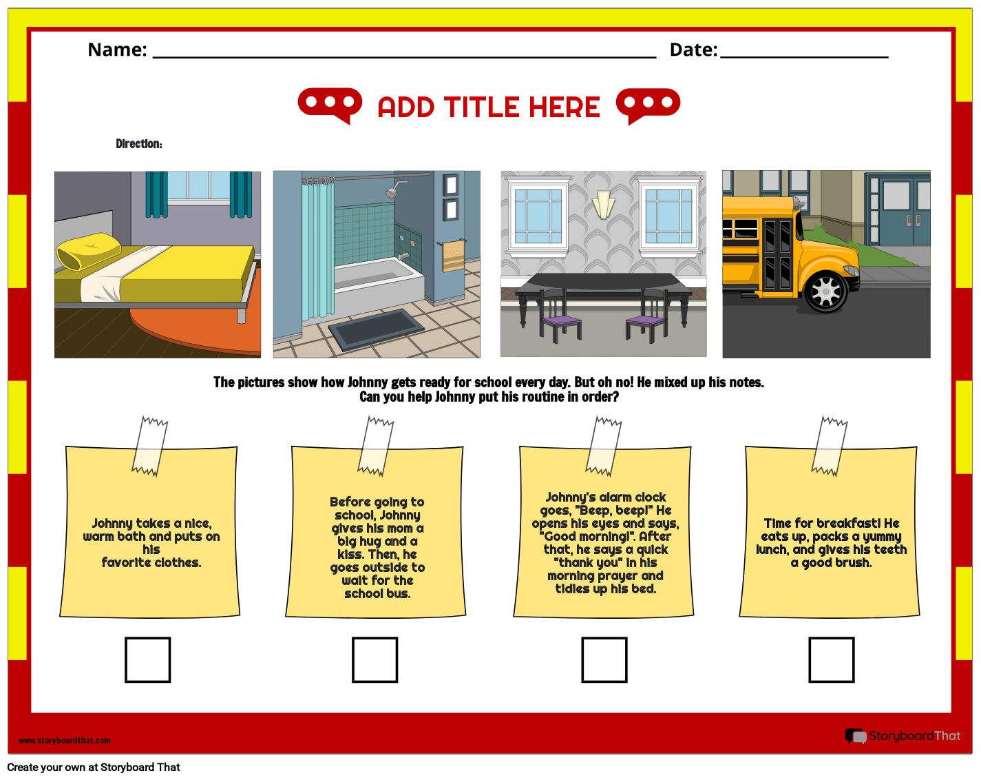 Short Story Sequencing Worksheet Storyboard by templates