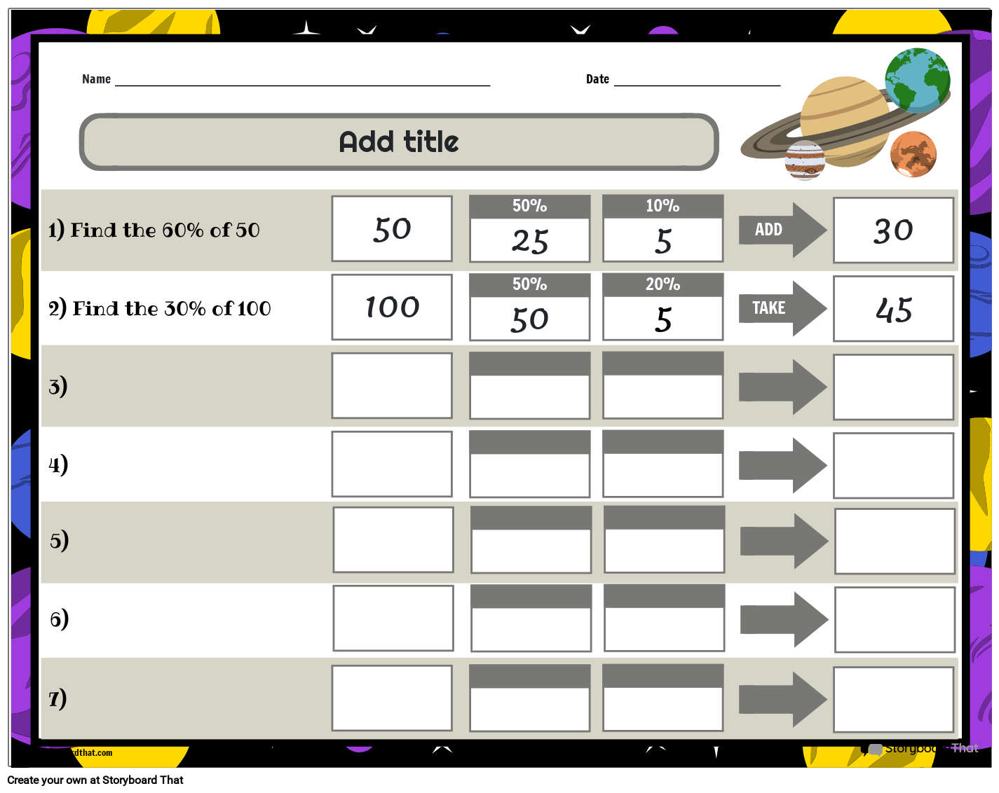 space-themed-percentage-of-amount-worksheet-storyboard