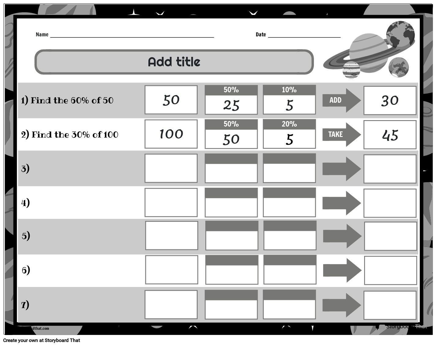 space-themed-percentage-of-amount-worksheet-storyboard