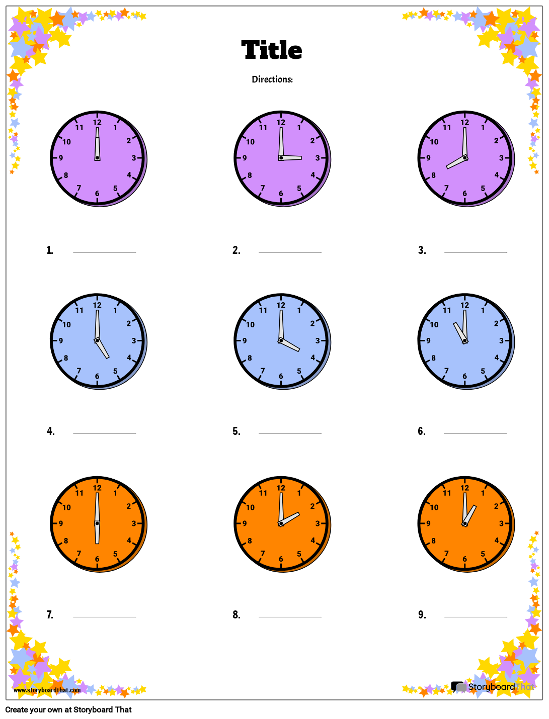 Telling Time 1 Storyboard By Templates