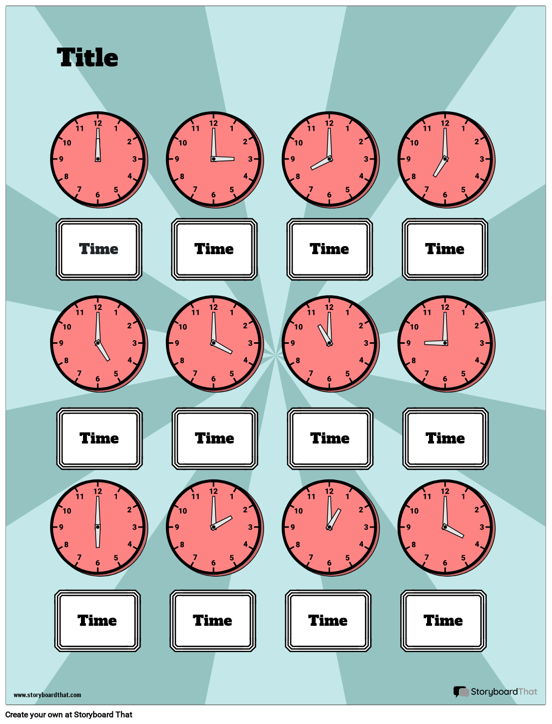 Telling Time 3 Storyboard Par Templates