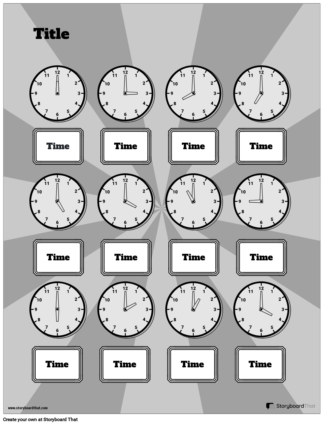 Black And White Telling Time Worksheet Template