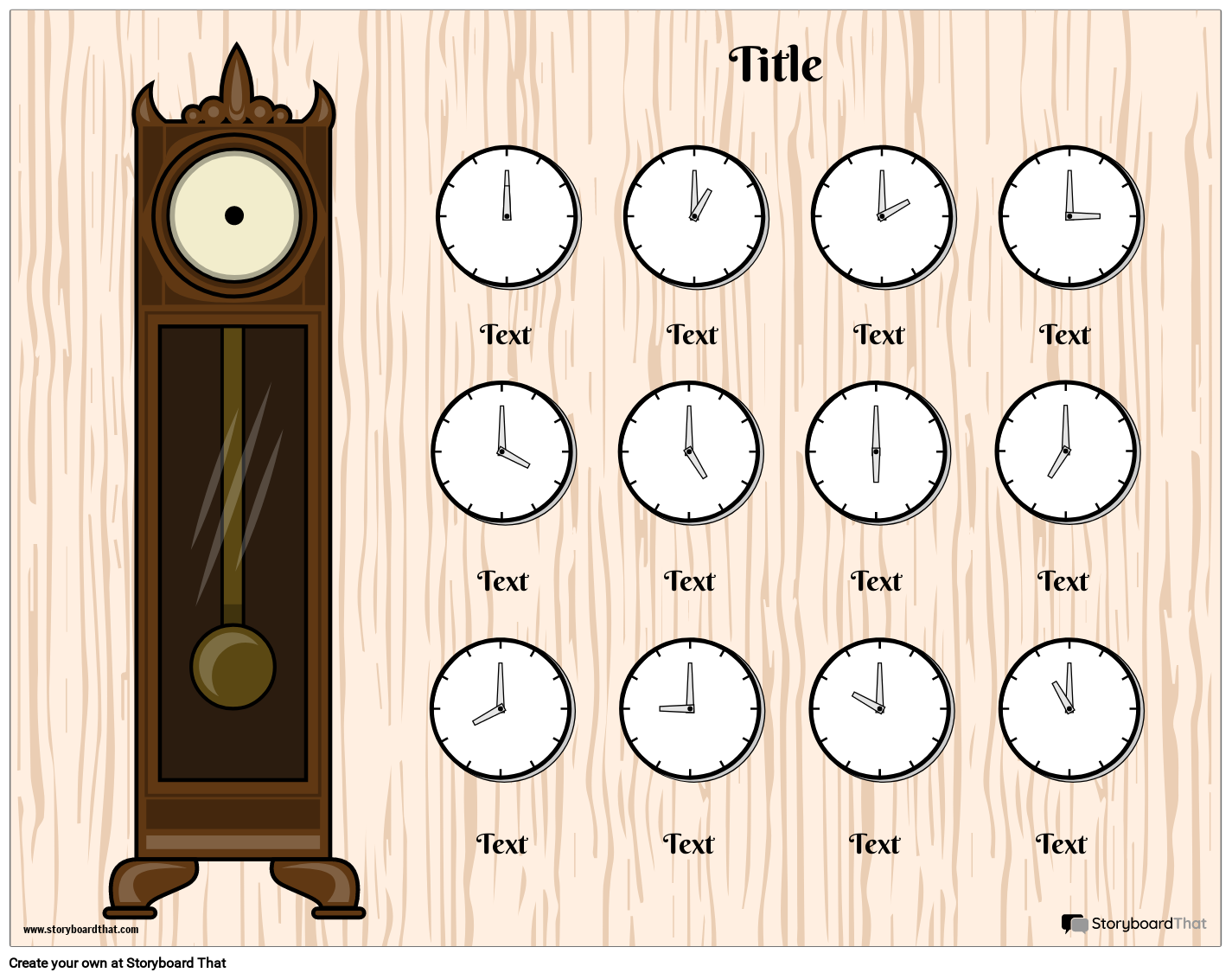 Grandfather Clock Telling Time Template Storyboard