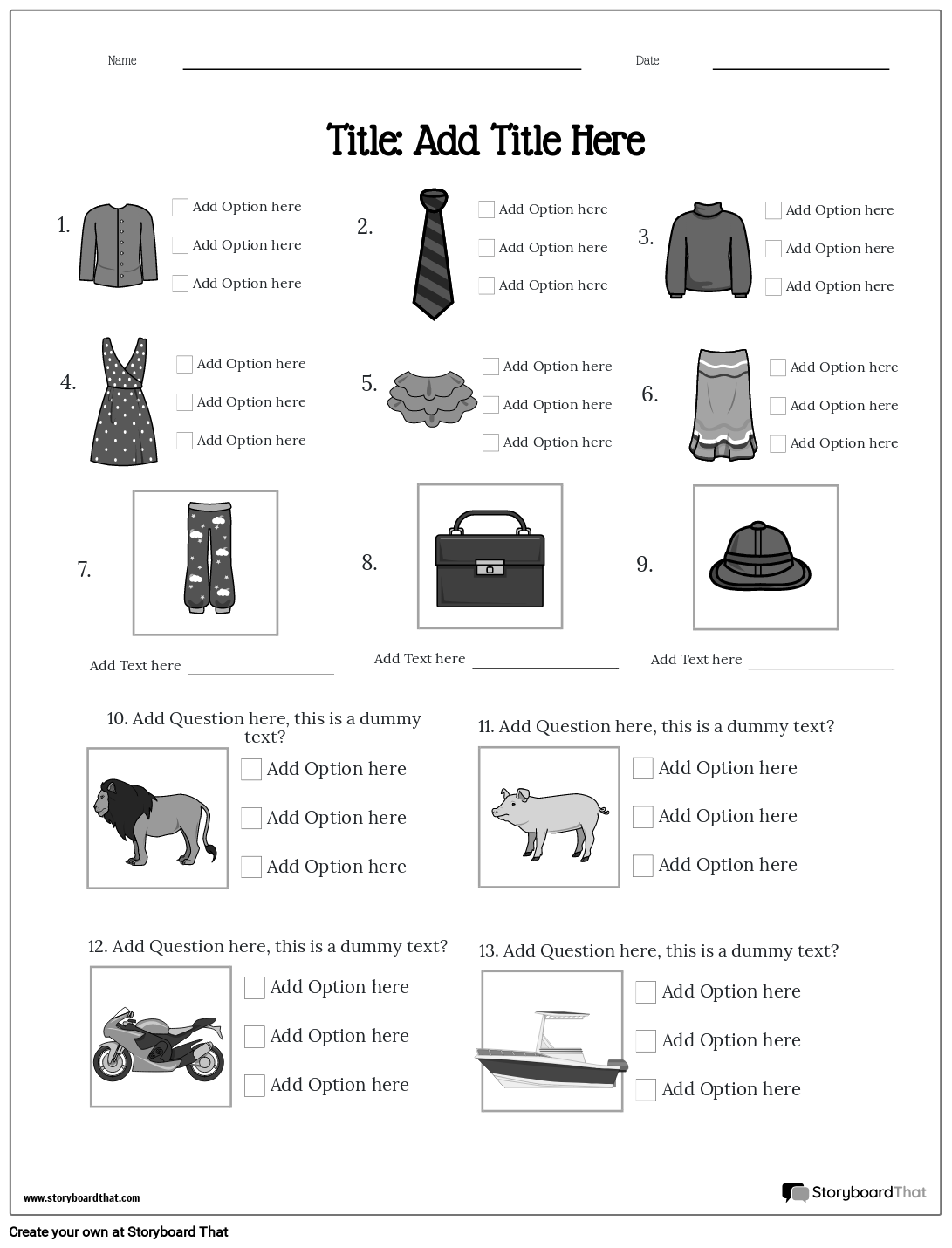 Test and quizzes worksheet multipattern grey