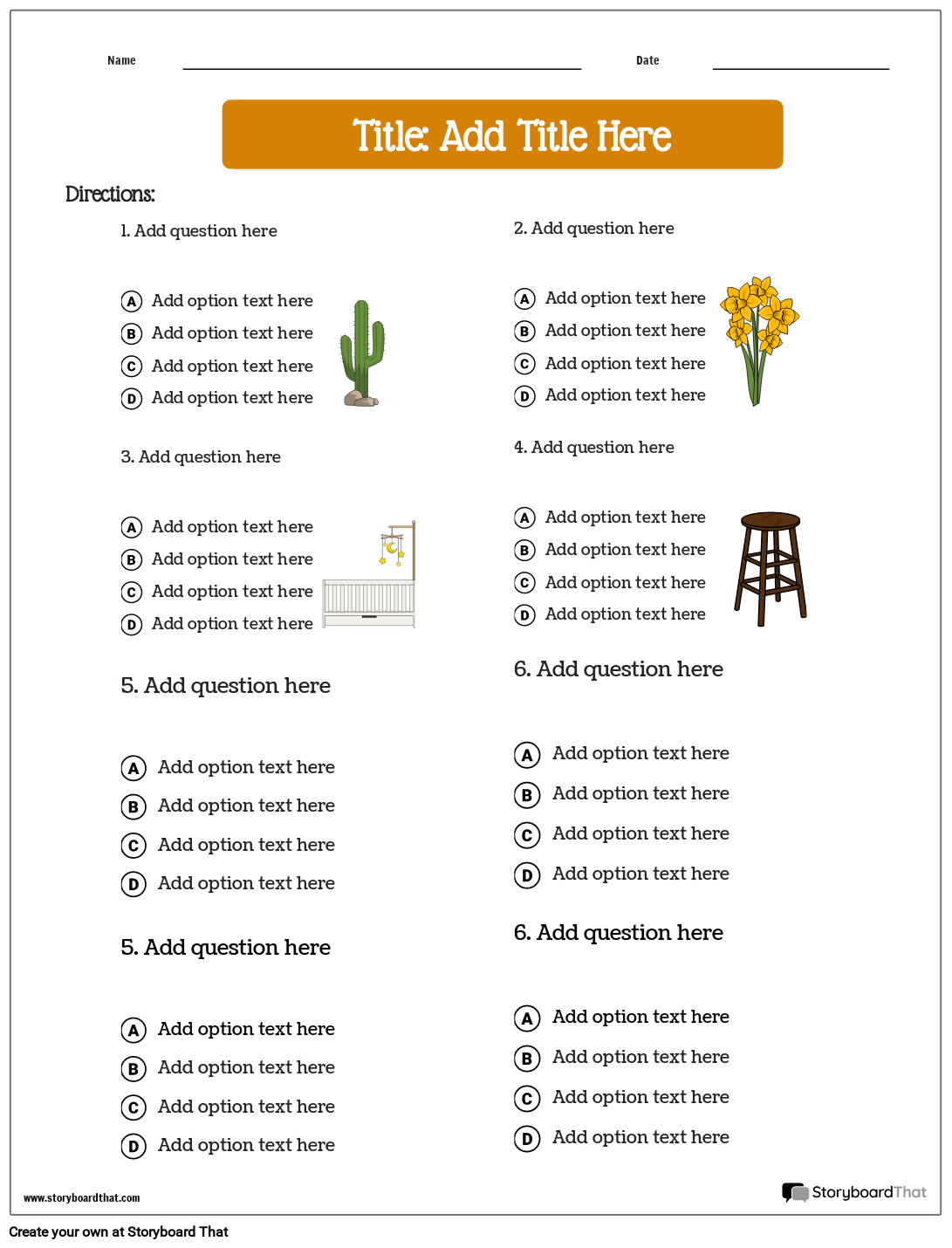 Tests and Quizzes Worksheet for Multiple Choice