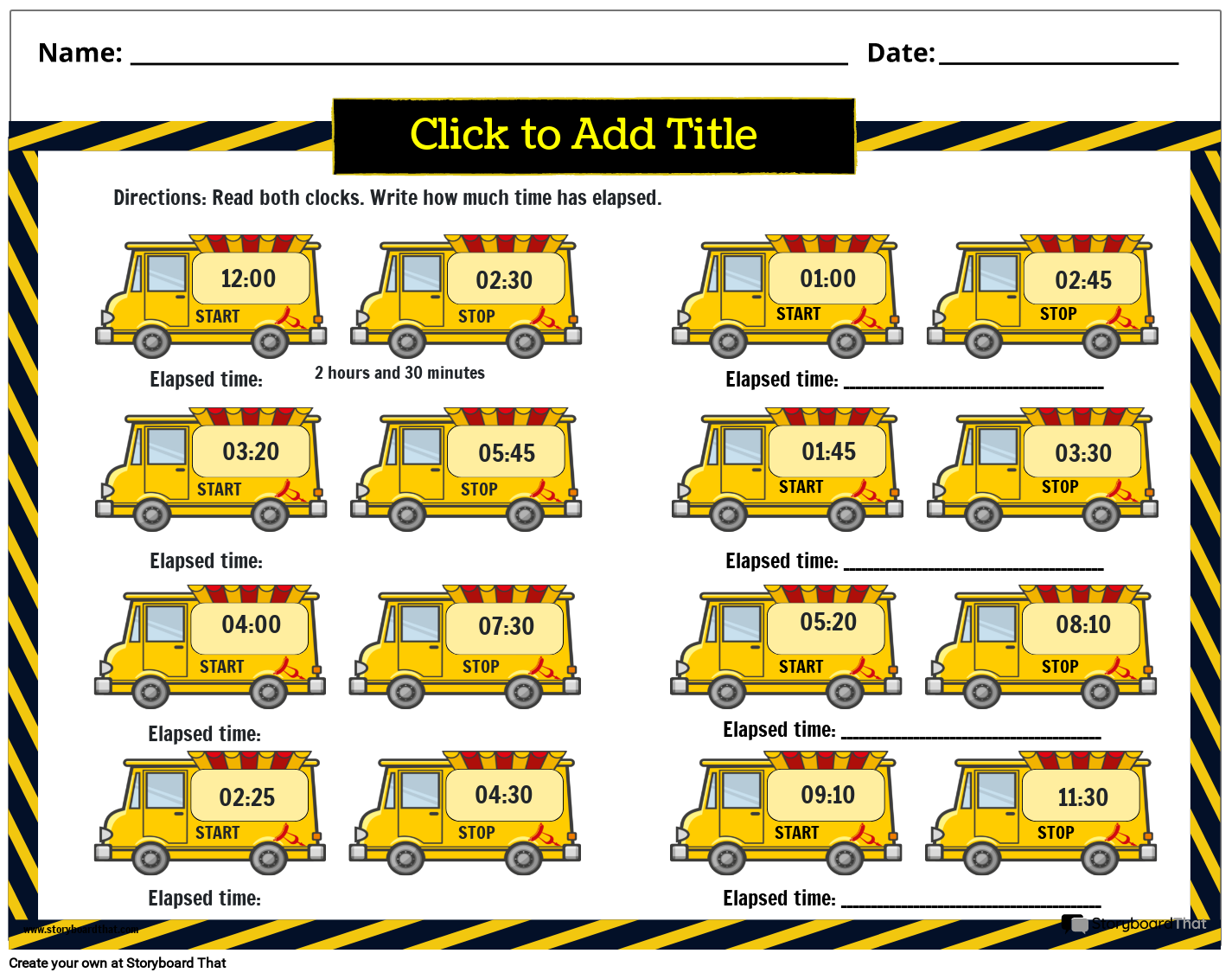 truck-themed-elapsed-time-worksheet-storyboard