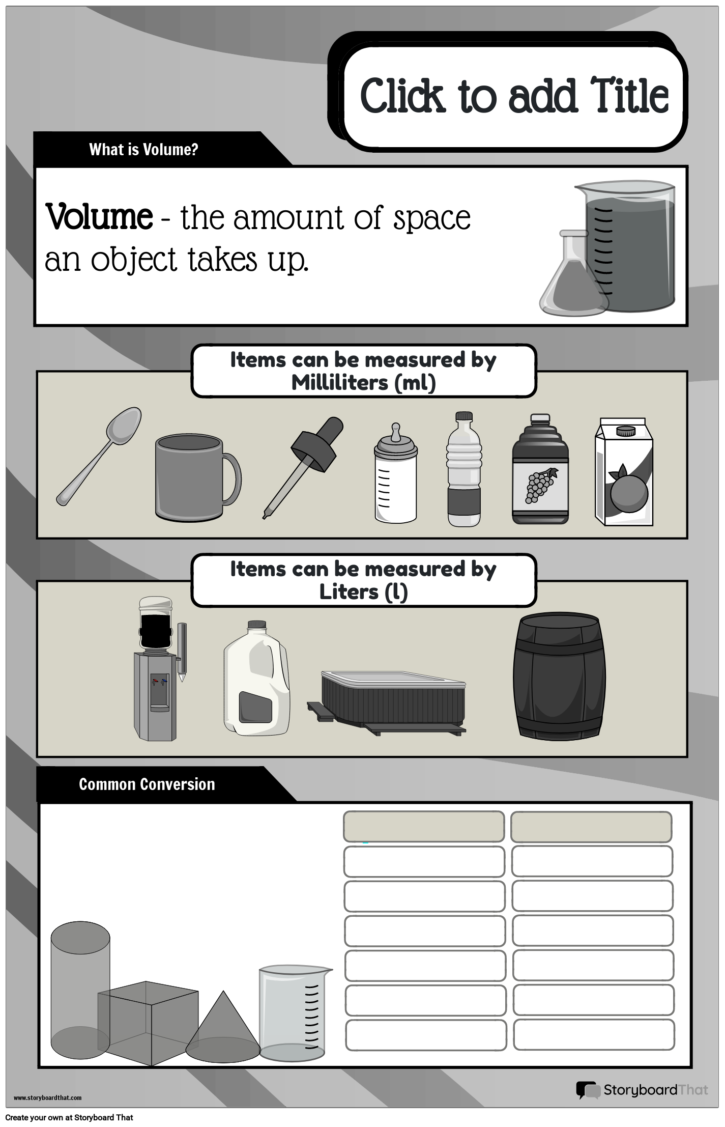 Units of Measurement Volume Poster Storyboard