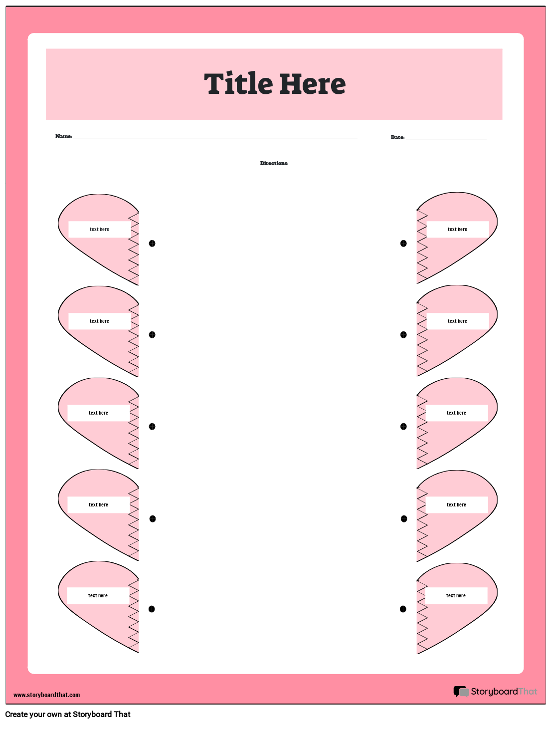 Valentine themed matching activity storyboard por templates