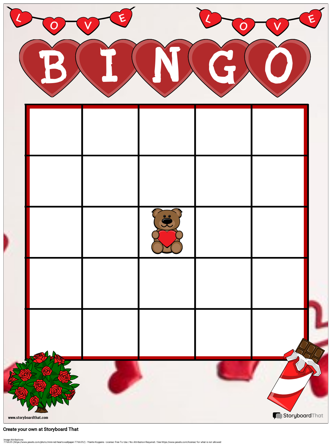 Valentines Day Bingo Card Game Storyboard By Templates