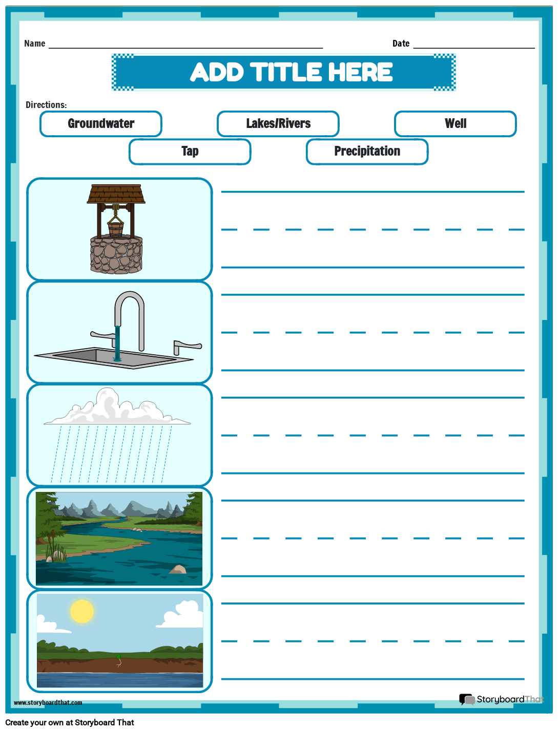 Water To My Tap Storyboard By Templates