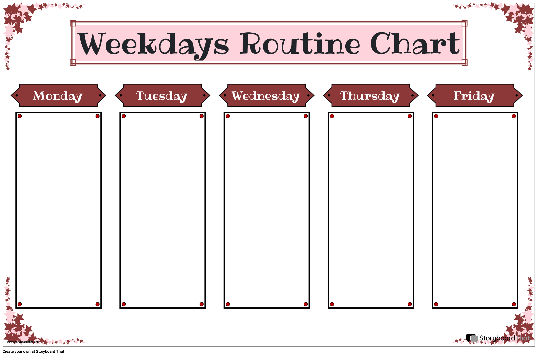 Printable weekday routine chart storyboard by templates
