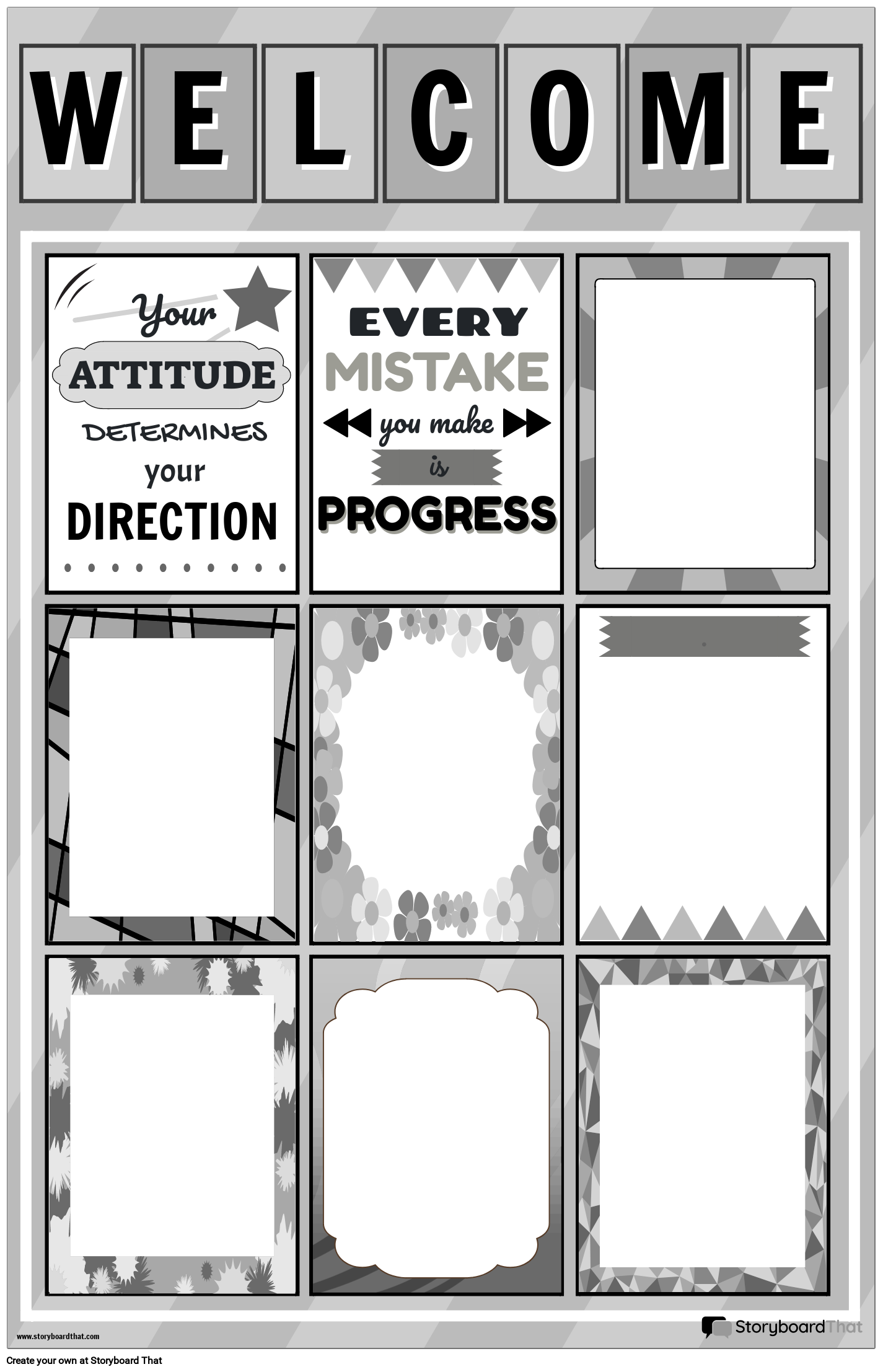 WELCOME Motivational Poster For Classroom Greyscale